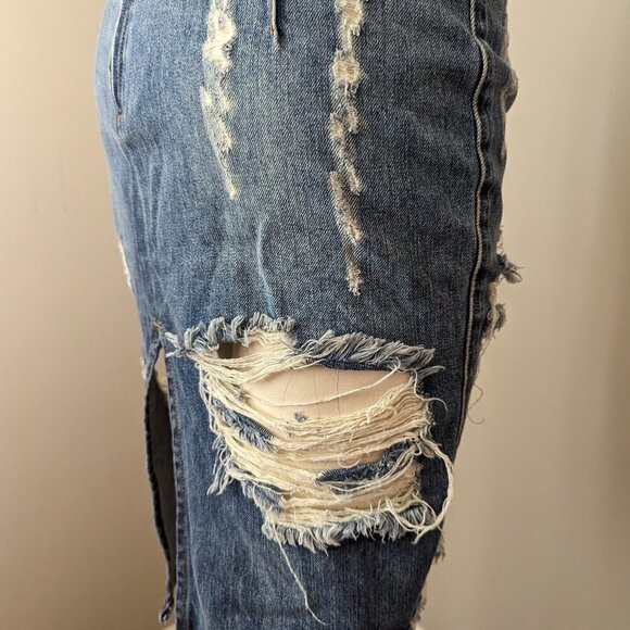 ONE X One Teaspoon Freelove Distressed Denim Jean Skirt size 26 - Picture 5 of 12